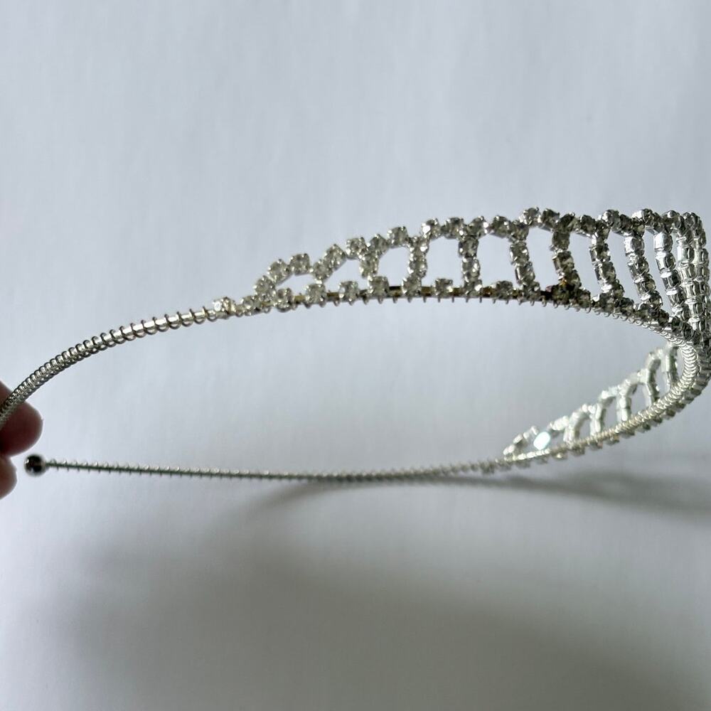 Small Silver-tone Rhinestone Tiara - Picture 3 of 4